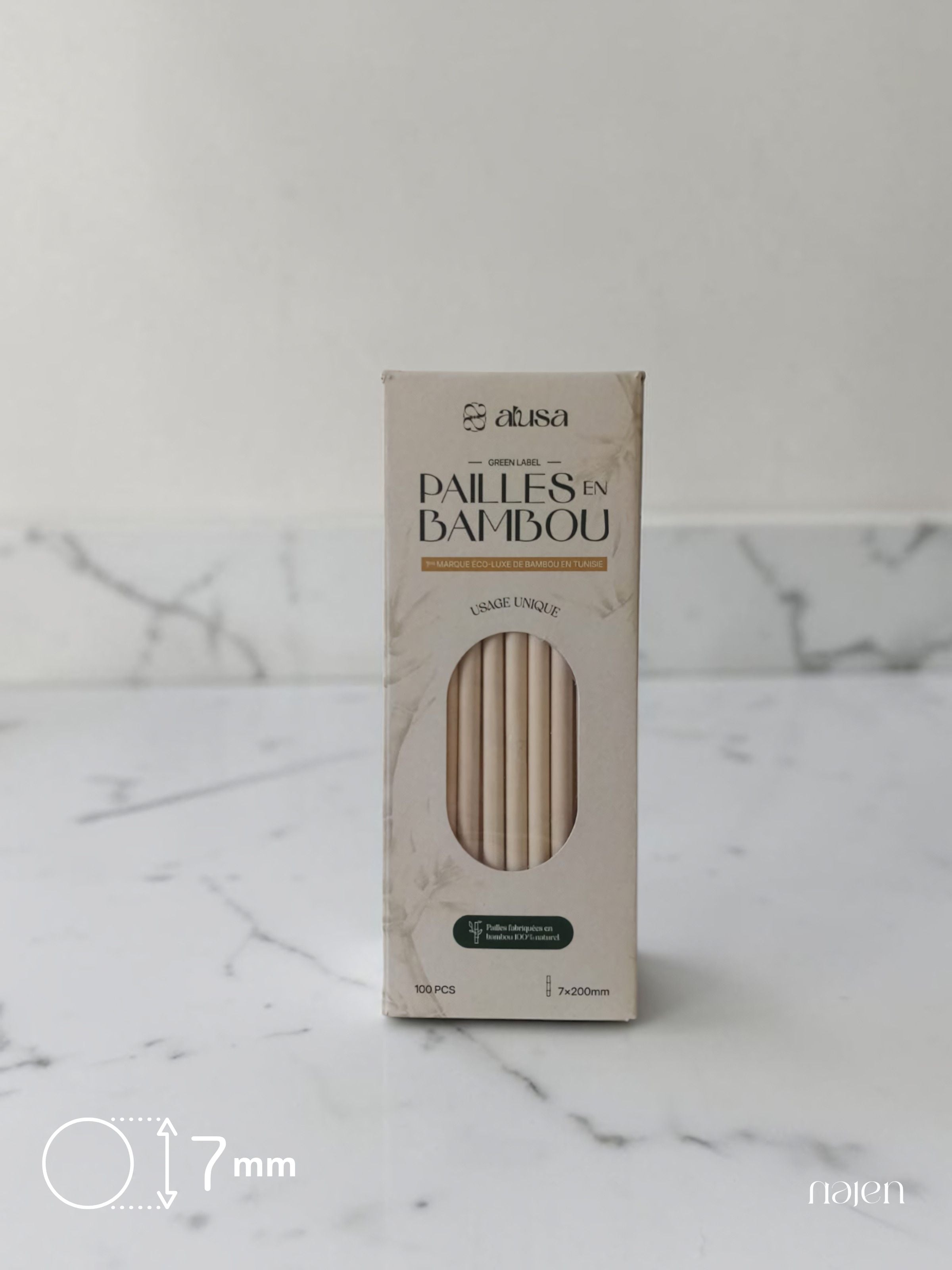 Translation missing: fr.Pailles en bambou naturel 7 mm – Lot de 100