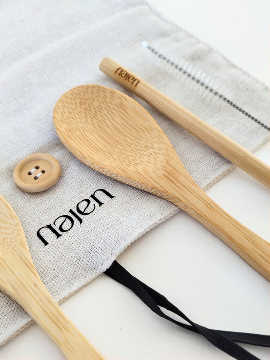 Translation missing: fr.Set de 4 Couverts en Bambou avec Pochette