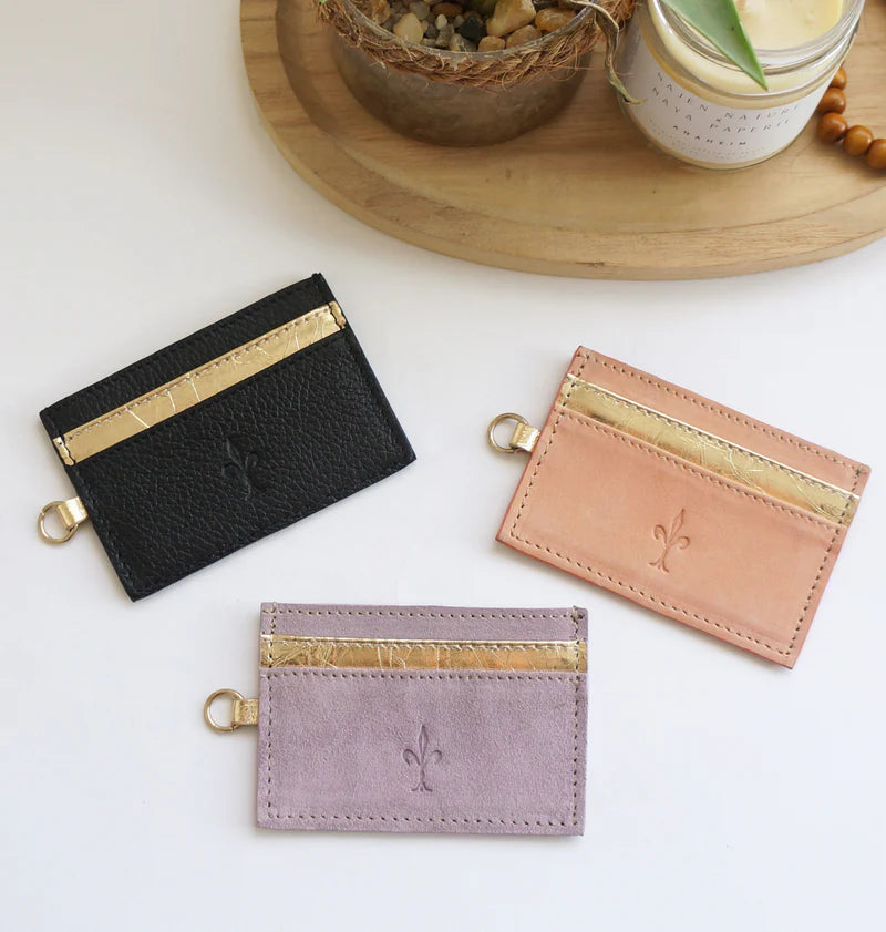Porte-cartes Compact en chutes de cuit pleine fleur, coloris au choix