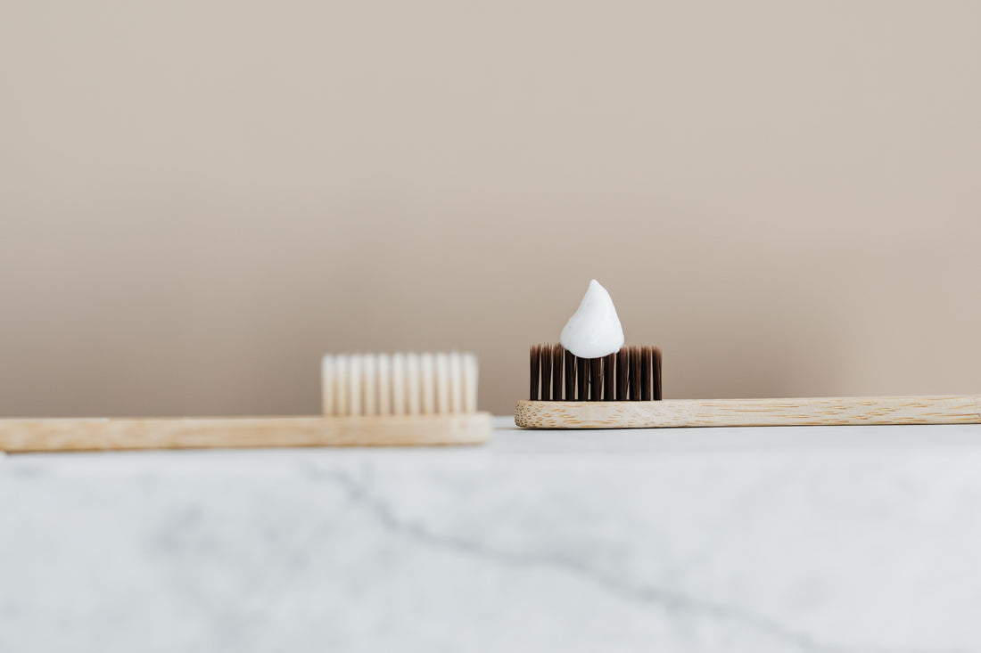 La brosse à dents en bois.