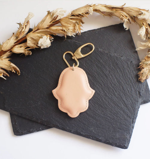Porte-Clés Hamsa en chutes de cuir, coloris au choix