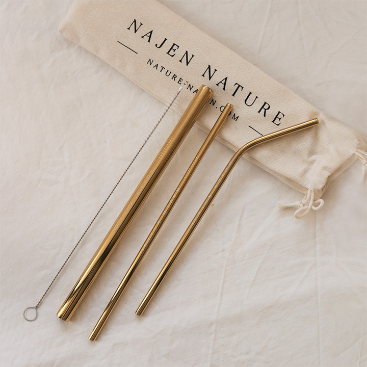 Translation missing: ar.Kit de 3 pailles en inox ROSE GOLD