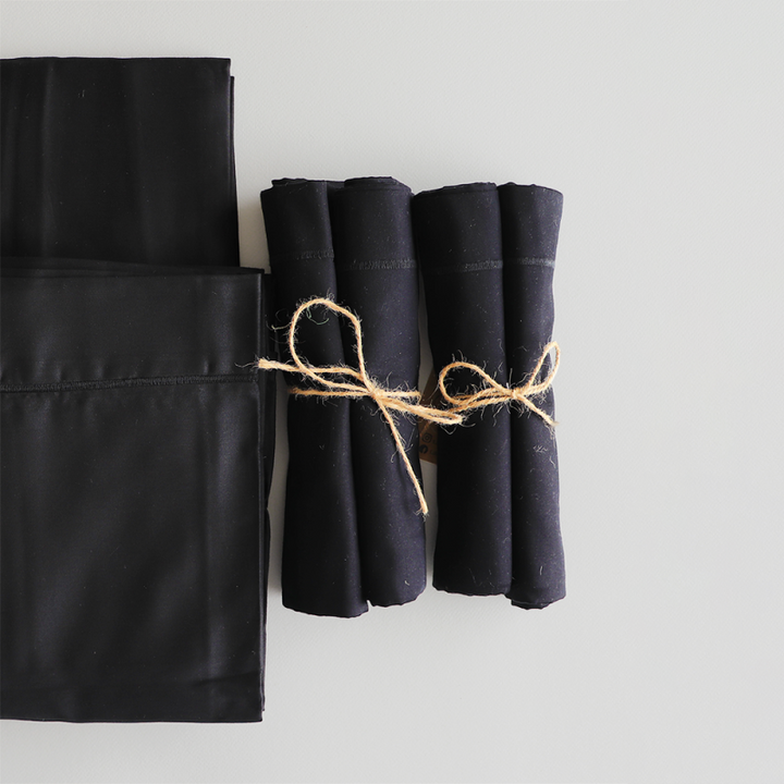 Translation missing: ar.Parure de lit Noire 100% satin de coton